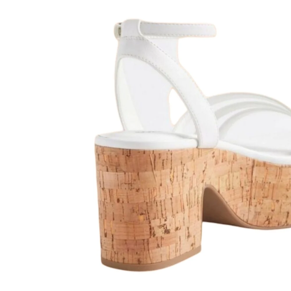 Torrid Size 8.5 Bone White Wide Width Cork Platform Strappy Block Heel Sandals